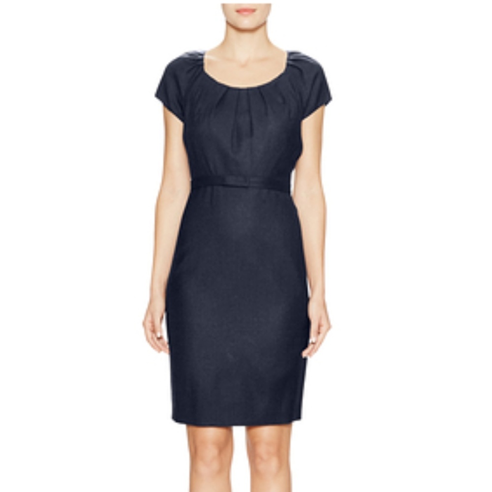 Elie Tahari Alison Sheath Pencil Dress Navy Wool